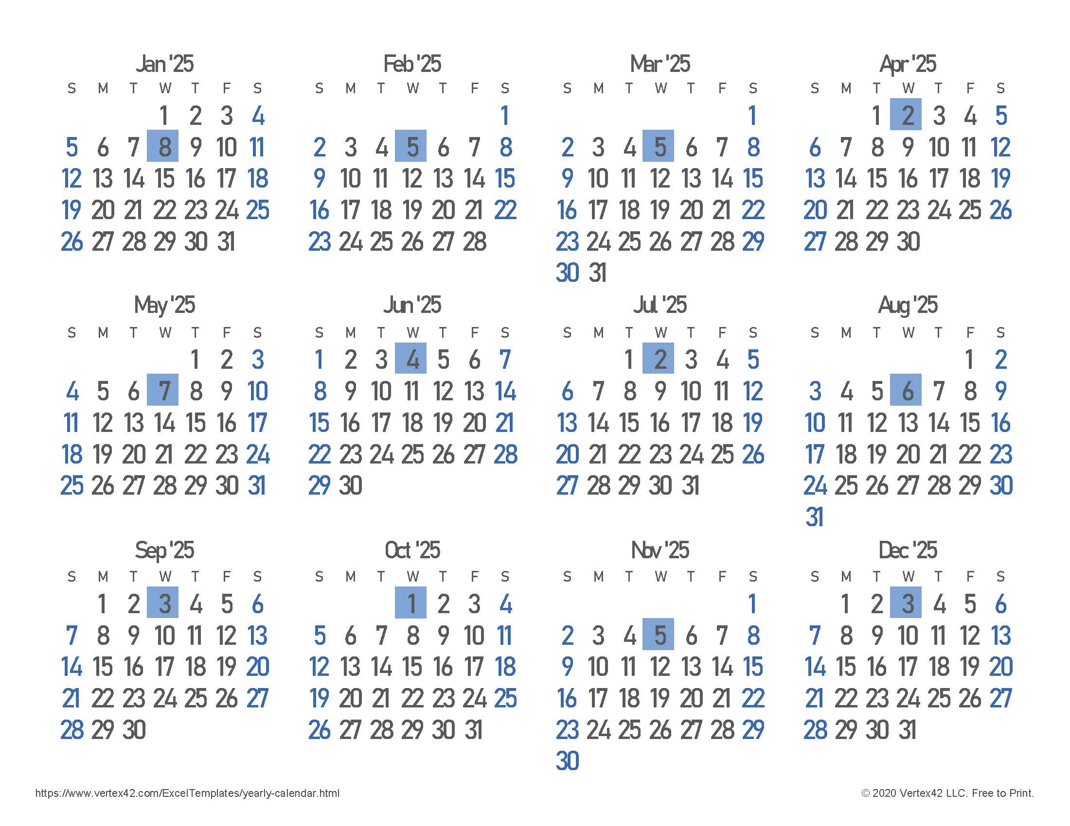 2025 Home Delivery Calendar